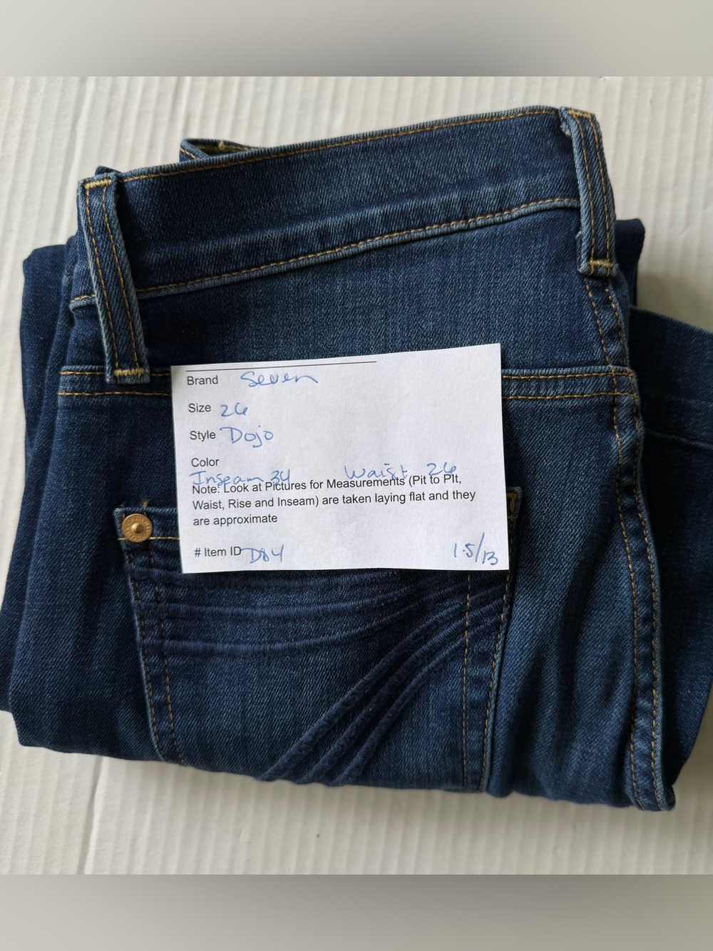 Seven 7 For All Mankind Dojo Flare Jeans Women's 26x34 Long Dark Wash - Picture 13 of 13